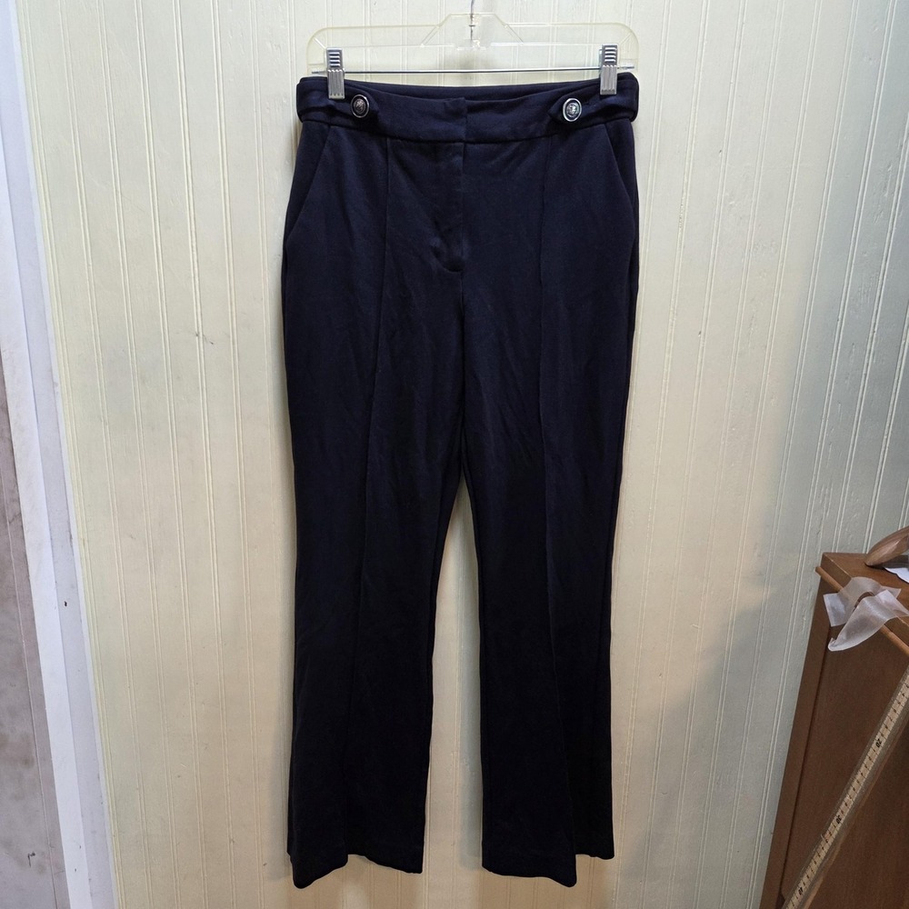 Elie Tahari Dress Pants Womens 8 Blue Ponte Flat Front‎ Zip Pockets Workwear